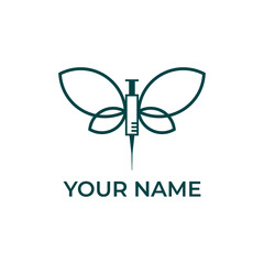 butterfly logo design  health beauty syringe vector
