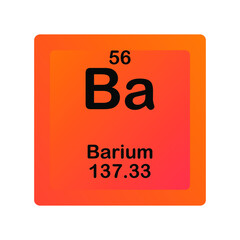 Barium Ba Chemical Element vector illustration diagram, with atomic number and mass. Simple flat dark gradient design for education, lab, science class.