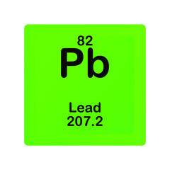 Lead Pb Chemical Element vector illustration diagram, with atomic number and mass. Simple flat dark gradient design for education, lab, science class.
