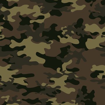 Trendy vector camouflage pattern, forest hunting seamless pattern, disguise.