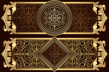 Golden ornate art deco vintage design