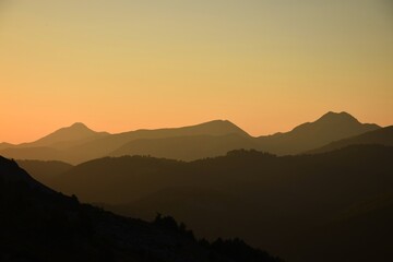 Sunset in the mountains in Pirineos