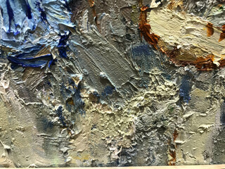 Rusty metal wall, old iron sheet, covered with rust with multi-colored paint. Trace of remnant of old paint in large deep crack on texture of surface rusty metal. Background texture old paint on metal