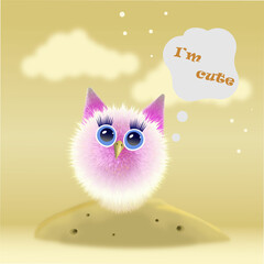 Flaffy pink and white little owl. I'm cute