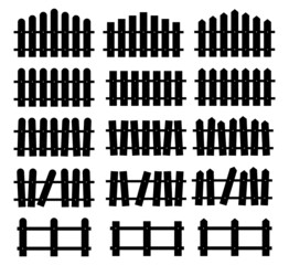vector silhouette of rural fence
