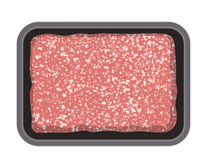 vector minced meat in plastic tray