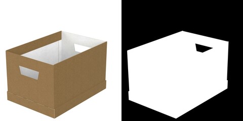 3D rendering illustration of an office cardboard box