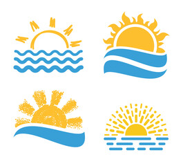 vector sunset or sunrise icons