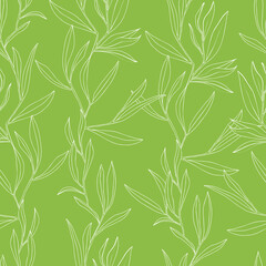 Naklejka na ściany i meble vector seamless pattern with leaves. Botanical illustration for wallpaper, textile, fabric, clothing, paper, postcards