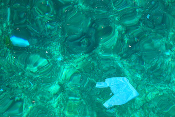 Plastic bag floating in clear water