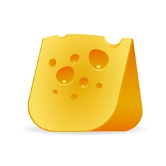 Triangular piece of cheese with holes. Vector stock illustration
