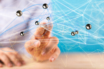 Global network. Blockchain. 3D illustration. Neural networks and artificial intelligence. Abstract