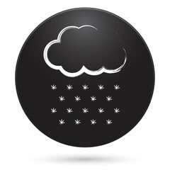 cloud snow icon, black circle button, vector illustration.