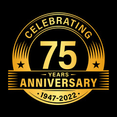 Fototapeta premium 75 years anniversary celebration design template. 75th logo vector illustrations.