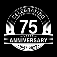 75 years anniversary celebration design template. 75th logo vector illustrations.