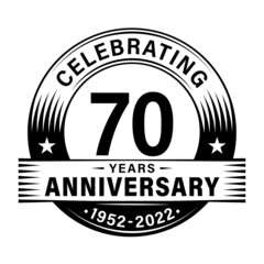 70 years anniversary celebration design template. 70th logo vector illustrations.