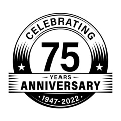 75 years anniversary celebration design template. 75th logo vector illustrations.
