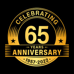 Fototapeta premium 65 years anniversary celebration design template. 65th logo vector illustrations.