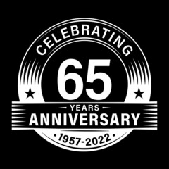 65 years anniversary celebration design template. 65th logo vector illustrations.
