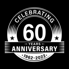 60 years anniversary celebration design template. 60th logo vector illustrations.