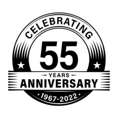 55 years anniversary celebration design template. 55th logo vector illustrations.