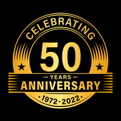 50 years anniversary celebration design template. 50th logo vector illustrations.