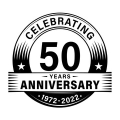 50 years anniversary celebration design template. 50th logo vector illustrations.