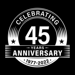 Fototapeta premium 45 years anniversary celebration design template. 45th logo vector illustrations.