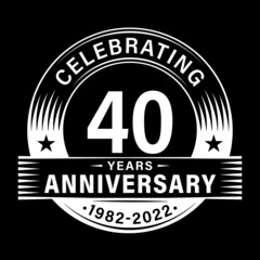 40 years anniversary celebration design template. 40th logo vector illustrations.