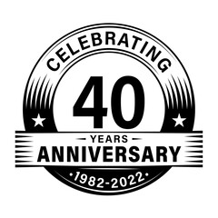 40 years anniversary celebration design template. 40th logo vector illustrations.