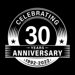30 years anniversary celebration design template. 30th logo vector illustrations.