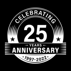 25 years anniversary celebration design template. 25th logo vector illustrations.