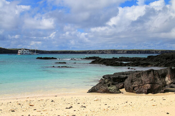 Fototapeta na wymiar Sandy beach of Great Darwin Bay, Genovesa Island, Galapagos National Park, Ecuador