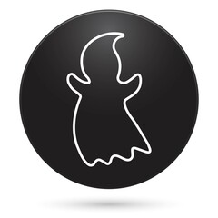 ghost icon, black circle button, vector illustration.