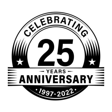 25 years anniversary celebration design template. 25th logo vector illustrations.
