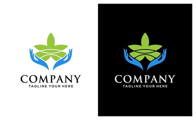 Hemp logo Hand holding weed with a marijuana leaf. Medical Cannabis oil. CBD oil extract. Natural Icon product label and logo graphic template. Isolated vector illustration.