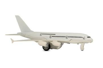 Fototapeta na wymiar The figure of a white plane on a white background. Travel concept.