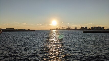 sunset over the river