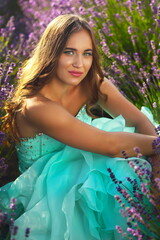 model in gown relaxing