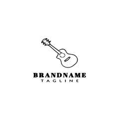 guitar logo cartoon black icon design isolated vector illustration