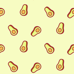 Pattern avocados with green, yellow and red colours