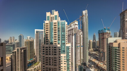 Fototapeta na wymiar Aerial cityscape timelapse with modern architecture of Dubai downtown.