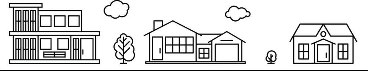 Simple house cityscape  icon set vector illustrations.