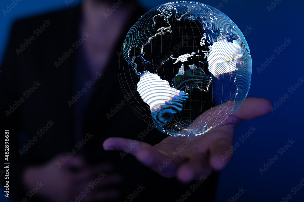 Poster global world network and telecommunication on earth and iot. elements
