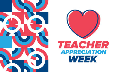 Teacher Appreciation Week in United States. Celebrated annual in May. In honour of teachers who hard work and teach our children. School and education. Student learning concept. Vector illustration