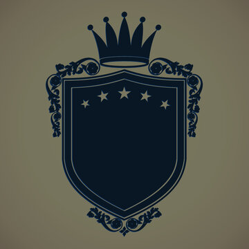heraldry with shield and crown / vector illustration