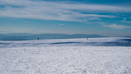 Fototapeta na wymiar Monte Nerone snow capped in the Marche region in the Province of Pesaro Urbino Italy