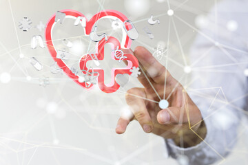  Ui icon medical in hospital with medical technology network concept