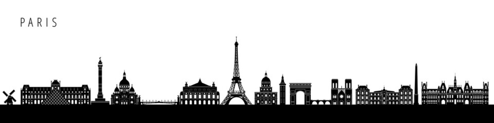 Paris city skyline landmarks and monuments. France - obrazy, fototapety, plakaty