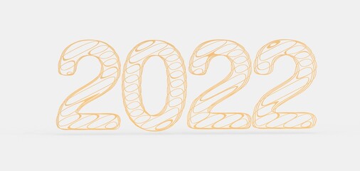 Happy New Year 2022. 3D illustration numbers isolated